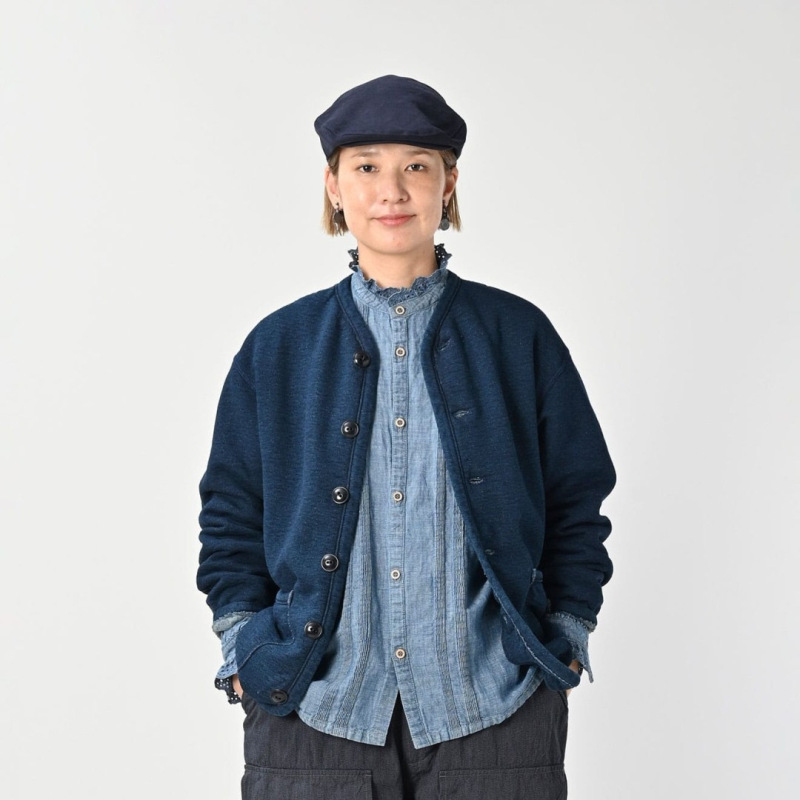 原工厂直供外贸服装麻蓝靛蓝版45R6粒扣开衫外套男女同款情侣外套|undefined