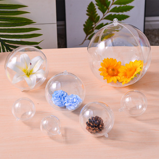 Acrylic Transparent Ball 10cm Heart-Shaped Plastic Hollow Ball with Hanging Hole 7cm Round Ball Hollow Opening Acrylic Ball
