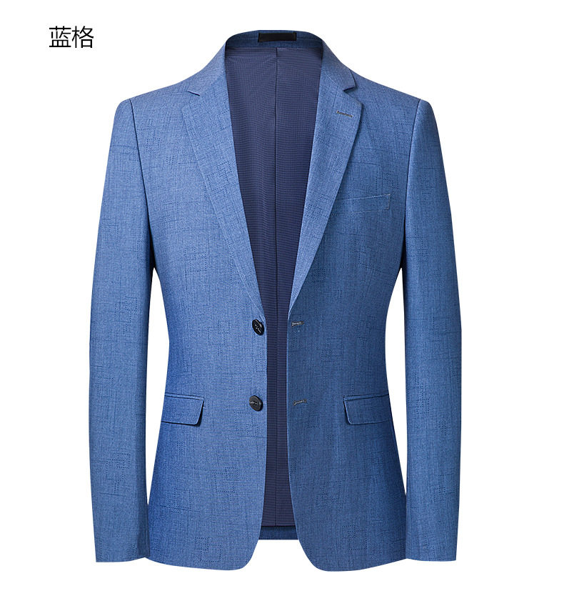 Áo vest nam dáng ôm mỏng nhẹ mùa xuân thu, họa tiết kẻ caro, một hàng hai nút, không cần ủi — Caro xanh lam chi tiết 12