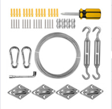 En stock de cable de acero inoxidable PVC recubierto cuerda de alambre de acero al aire libre luz colgante kit tensor de cuerda de gancho de resorte