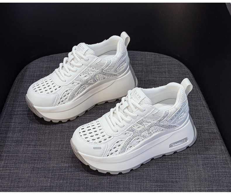 Giày sneaker nữ đế dày phong cách cổ điển phối màu, đan lưới thoáng khí mùa hè — Xám 5068, Vàng 5068, Trắng 5068 chi tiết 13
