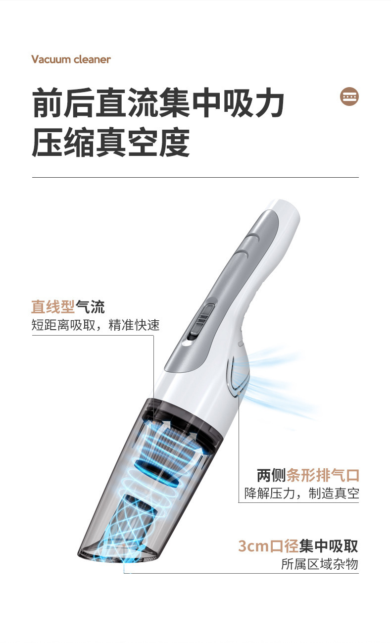 Cross-border new wireless car vacuum cleaner household rechargeable high-power portable handheld car vacuum cleaner