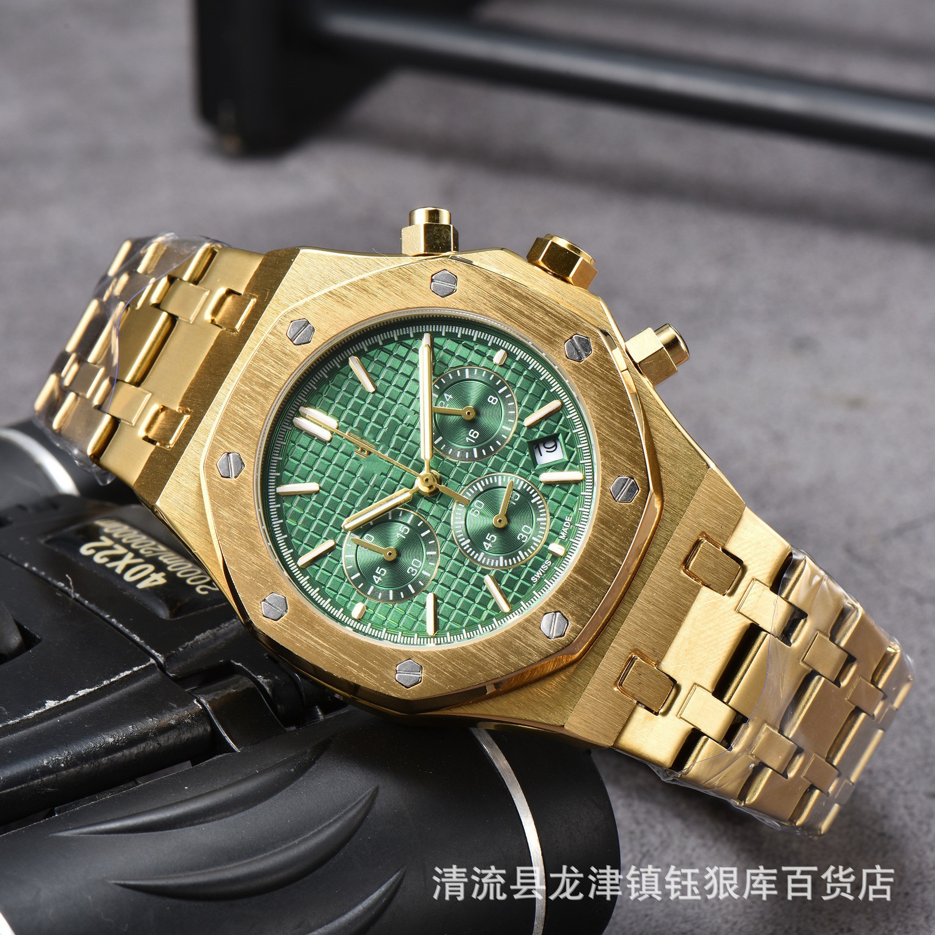 Popular Foreign Trade Model a Swiss High-End Six-Hand Men's Quartz Watch, Men's Full Steel Sports Watch, Micro-Business Supply