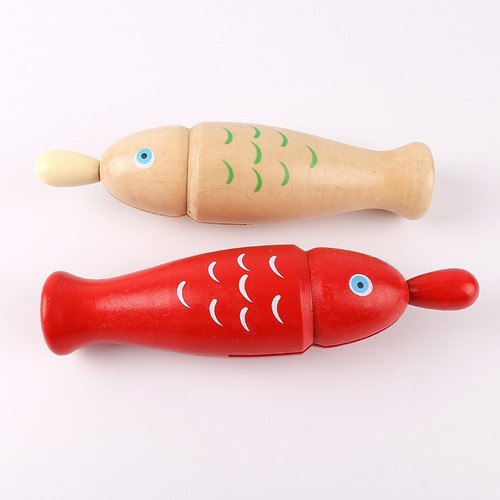 Orff percussion wooden children's percussion instrument red wooden fish-shaped toy sound tube to relieve stress and meditate