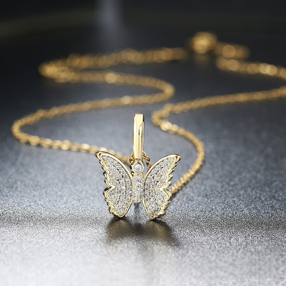 Fashion Butterfly Copper Rhinestone Pendant Necklace