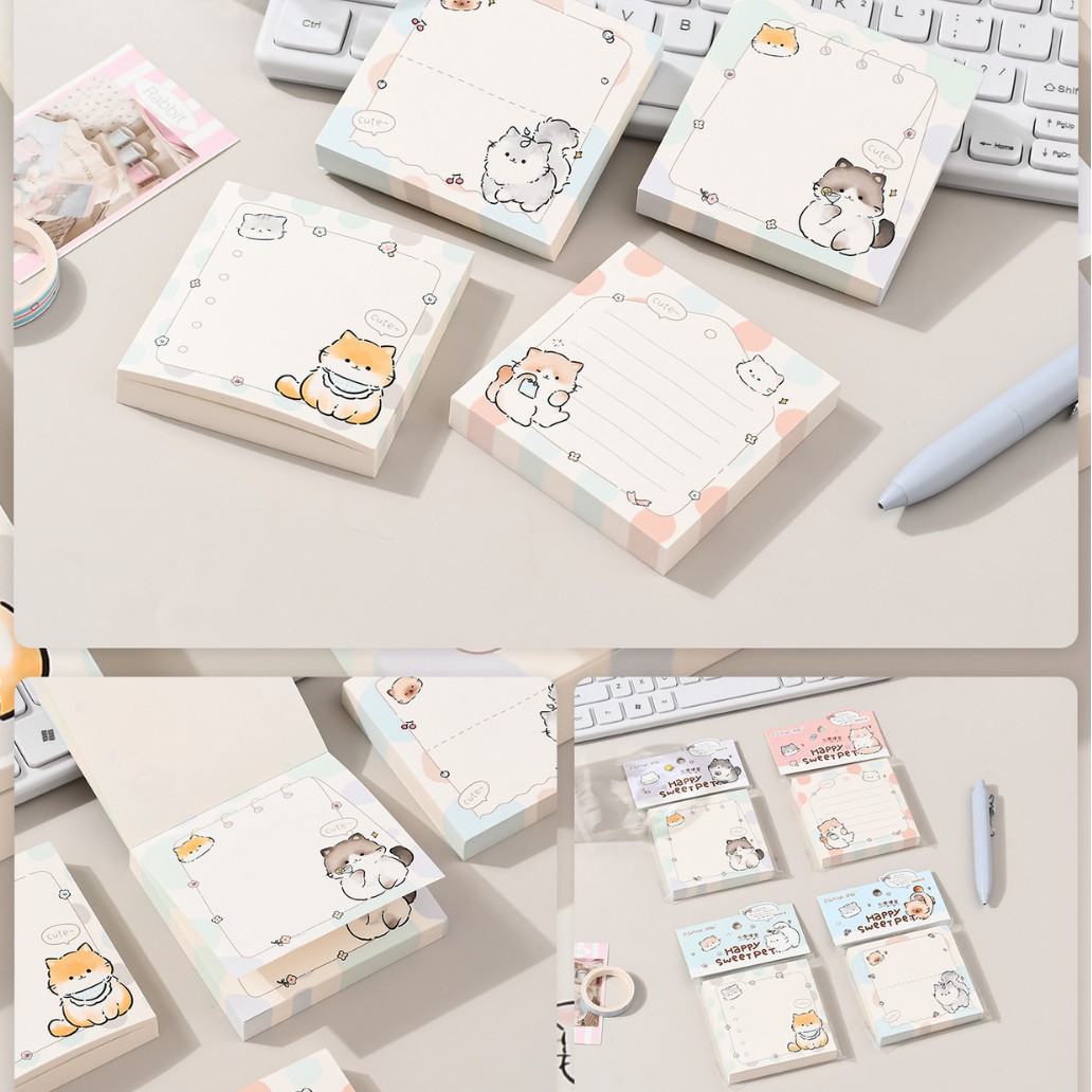 Inswind dibujos animados papel de notas no adhesivo cuaderno de notas de página de color para estudiantes de papel de notas de alto valor facial
