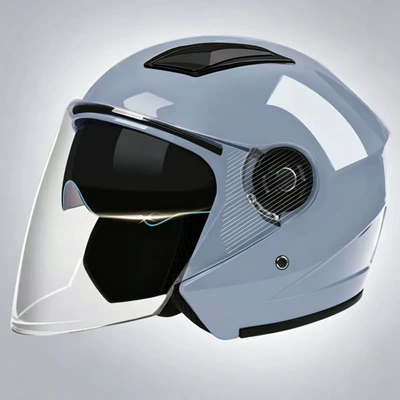 helmet for men and women, autumn: Motosiklet kaskı (dəbilqə) - b4-dual-lens-gray