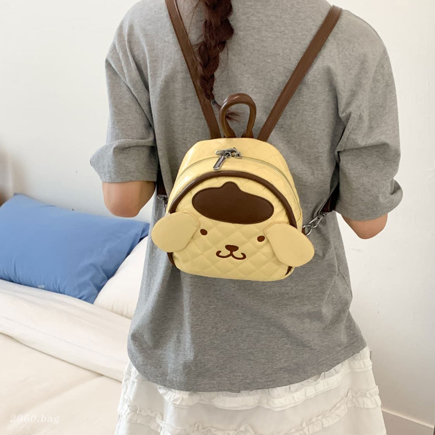 Lingerie mujer nueva mochila encantadora estudiantes diarios dibujos animados viaje 2026 nicho pudín perro mochila verano