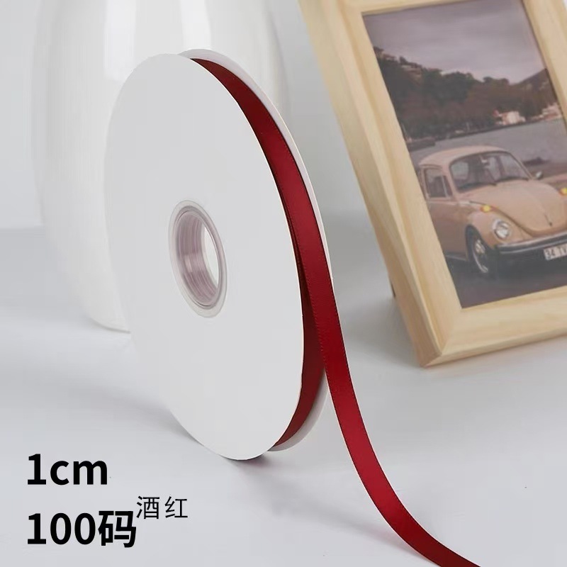 1cm de poliéster de doble cara cinta de color puro decoración de pastel caja de regalo embalaje floral cinta horneado cinta de decoración