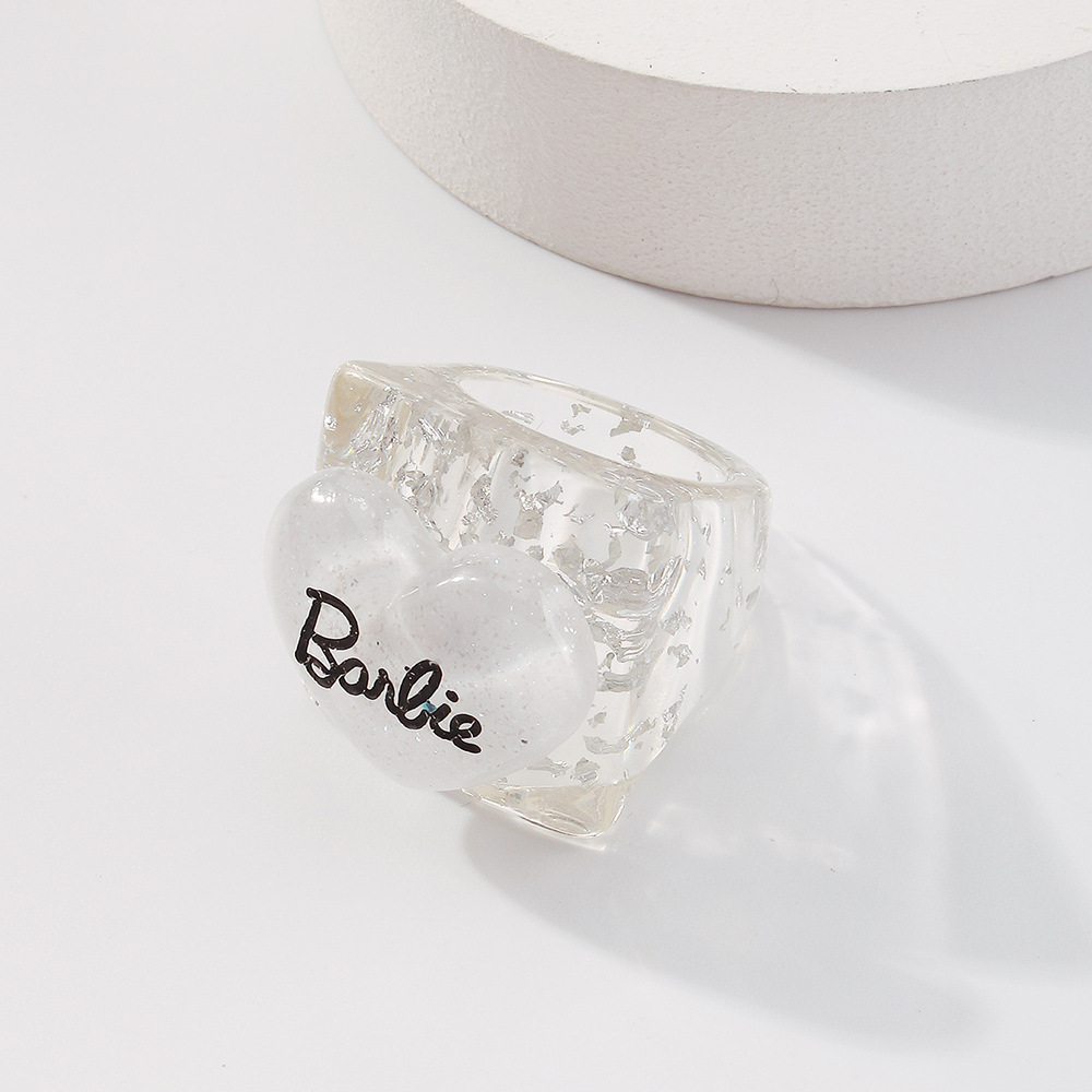 Bague En Résine Lettre Coeur Couleur Bonbon Simple En Gros Nihaojewelry display picture 7