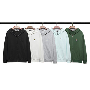 21FW new letter printing back camouflage ape LOGO cotton terry coat sweater embroidery LOGO zipper men