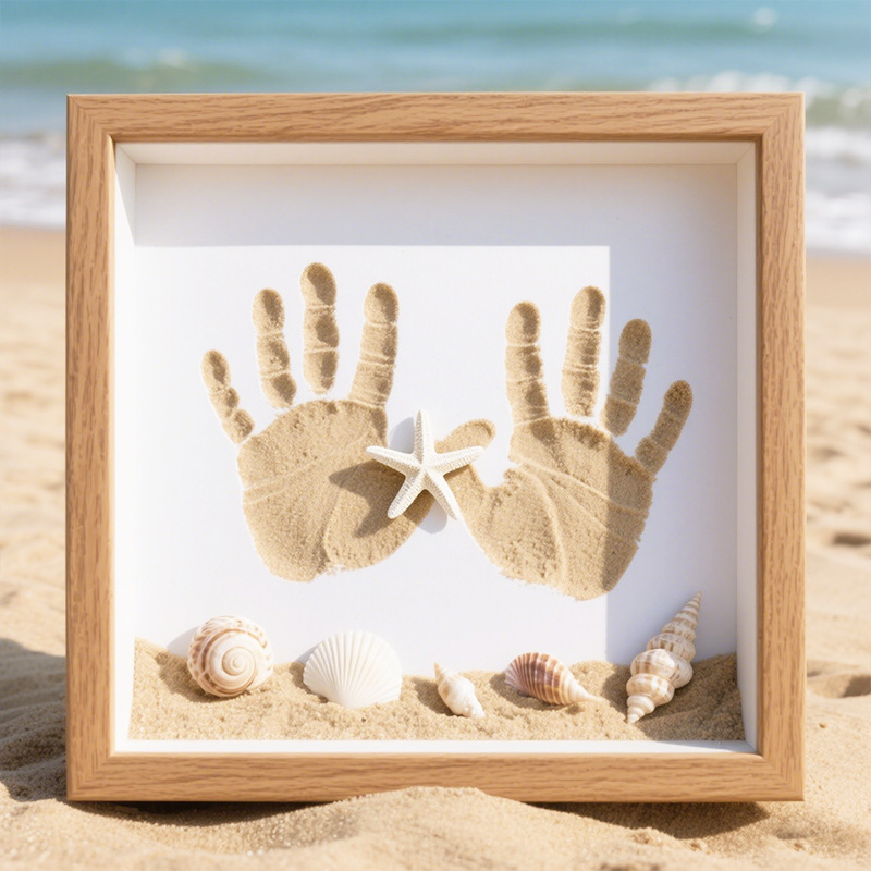 Beach Handprint Photo Frame Couple Handprint Table Handmade Valentine's Day Gift for Boyfriend Large Size Picture Frame Decoration