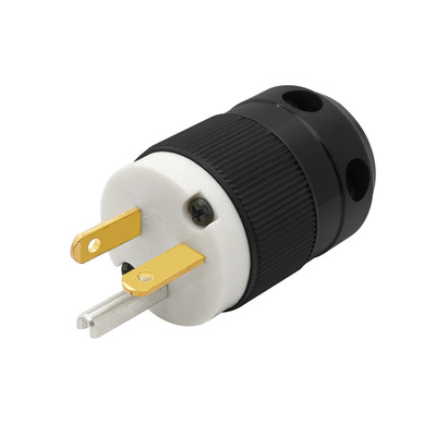 [美式20A125V NEMA 5-20P插头两极插头美规一横一竖带接地工业插头]