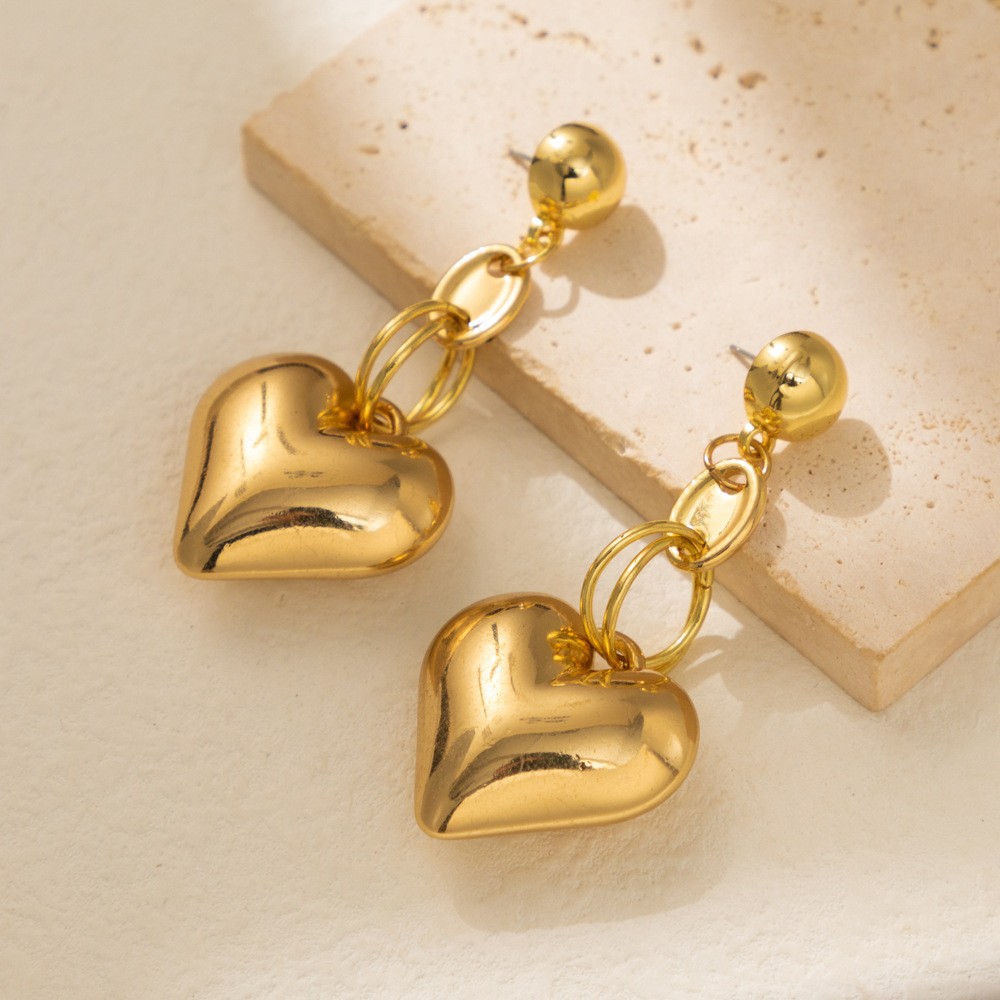retro fashionable earrings heart shaped heart-shaped
