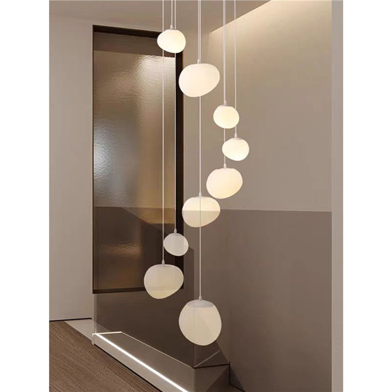 Cream-Style Loft Staircase Chandelier for Duplexes, Creative High-Ceiling Small Apartments, Villas, Living Rooms, and Duplex Long Chandeliers