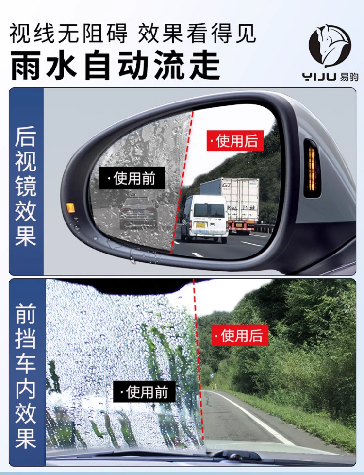 Car rearview mirror rainproof artifact rainproof agent automobile glass anti-fog spray waterproof window water repellent film