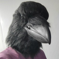 ハロウィーンかわいい動物のカラスがマスクを演じます。