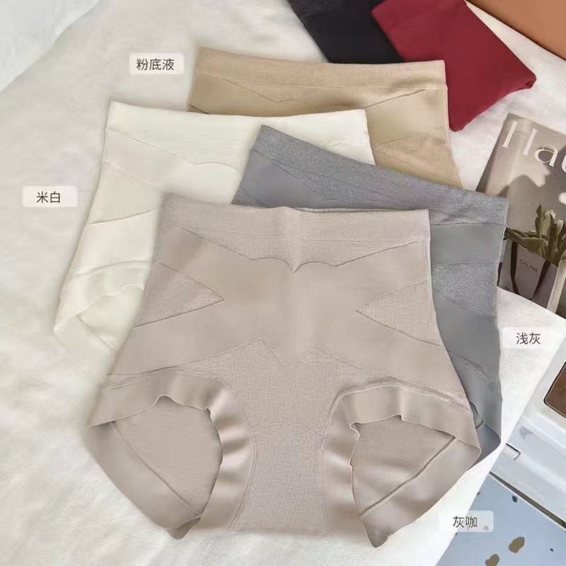 超柔莫代尔磨毛高腰收腹三角内裤女士大码胖mm德绒交叉收腹塑形裤|undefined