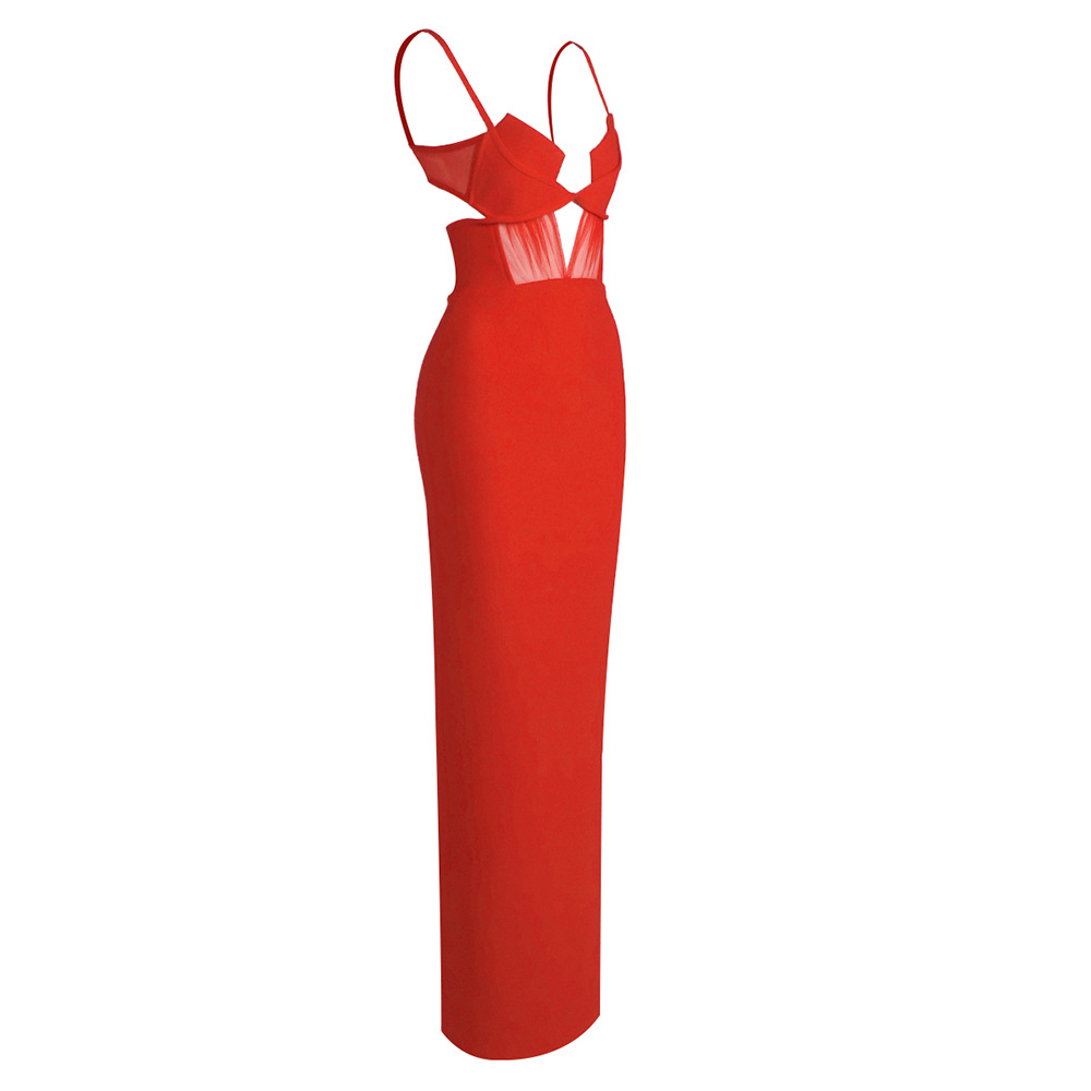 Women's Clothing Black Knitted Bandage Dress For Women Cross Strap Slim Fit Suitable For Commute Dates And Banquets_ecoleips.com