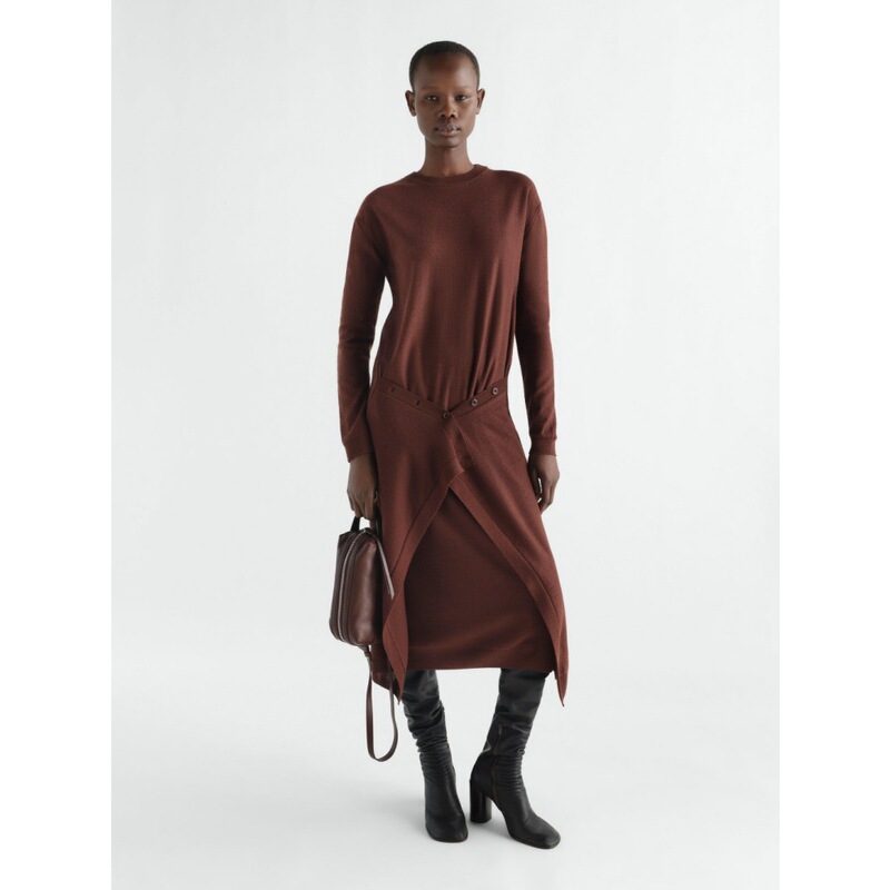 Longmei Irregular Knit Long-Sleeve Dress 2026 Autumn/Winter New LEM Style Deconstructed Design High-Waisted Long Dress