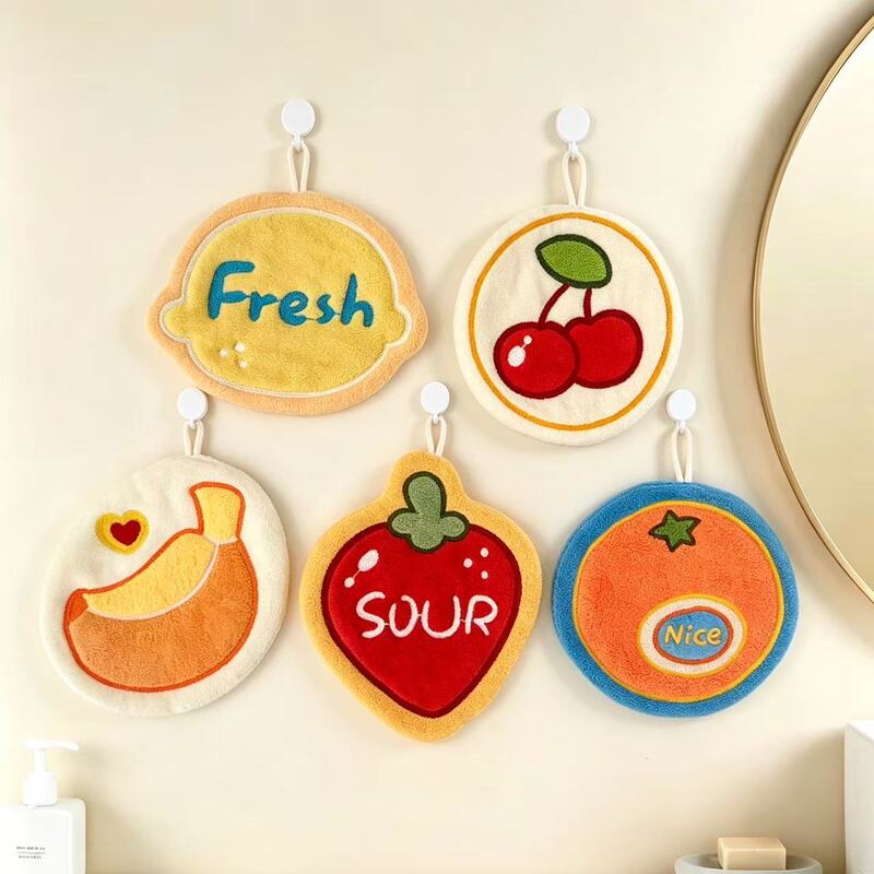 Energetic Fruit Hand Towel, Hanging Type, Super Absorbent, Quick-Drying, Kitchen Hand Wipe, Special Thick Coral Fleece Hand Towel