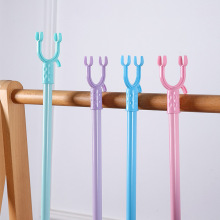 可伸缩撑衣杆不锈钢阳台晾晒衣服衣叉子晾衣杆便携式纯色塑料挑杆