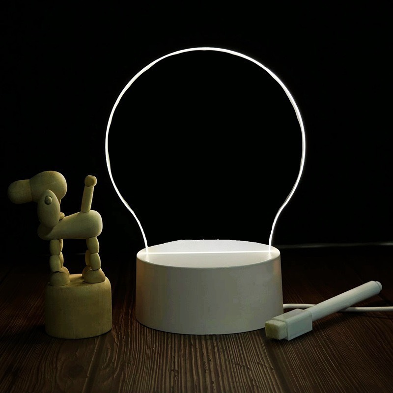 Lámpara Nocturna Acrílica LED — Pizarra de Mensajes DIY 3D Borrable