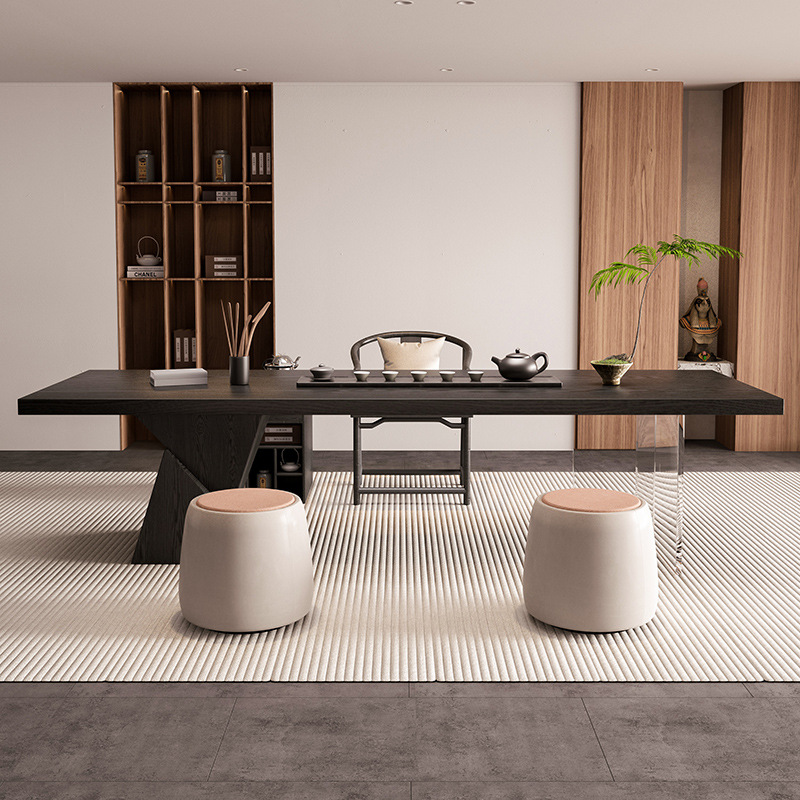 [핫스타일] 2.0m 티 테이블 + 동화 의자 + 소프트 스툴*2