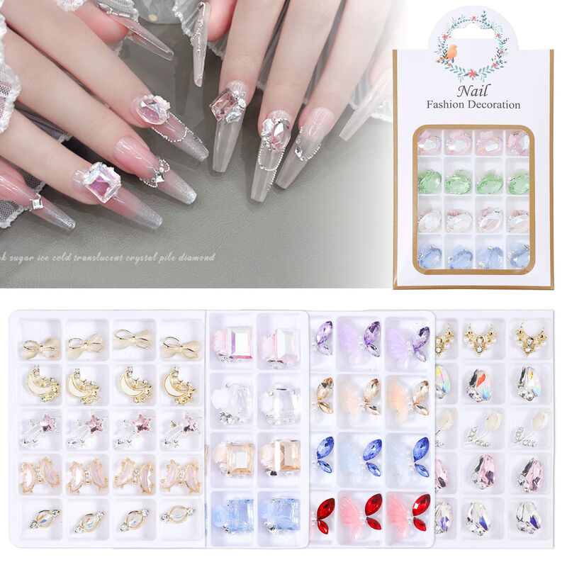 Cross-border exclusive for mixed nail art alloy jewelry crystal bow pile drill three-dimensional nail decoration accessories wholesale Cross-border exclusive for mixed nail art alloy jewelry crystal bow pile drill three-dimensional nail decoration accessories wholesale