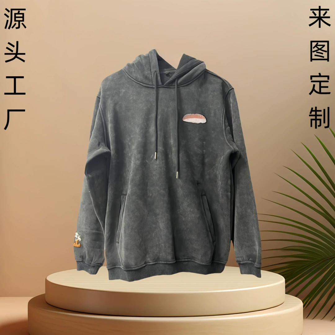 Заводская вода для мытья под заказ, старый свитер с капюшоном, костюм, трансграничный свободный спортивный свитер, свитер, брюки, комплект из двух предметов