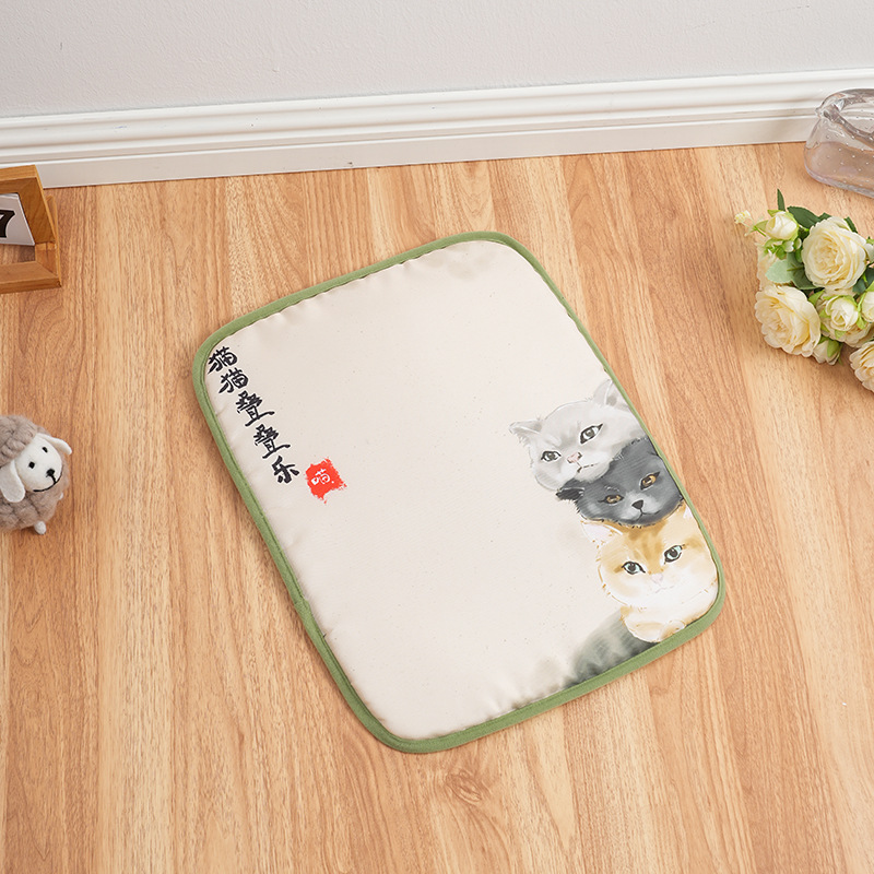 Almohadilla de hielo para mascotas de verano para prevenir el golpe de calor y enfriar Almohadilla de dibujos animados con estampado para perros Almohadilla de nido universal para gatos Almohadilla de seda de hielo Almohadilla de enfriamiento para mascotas