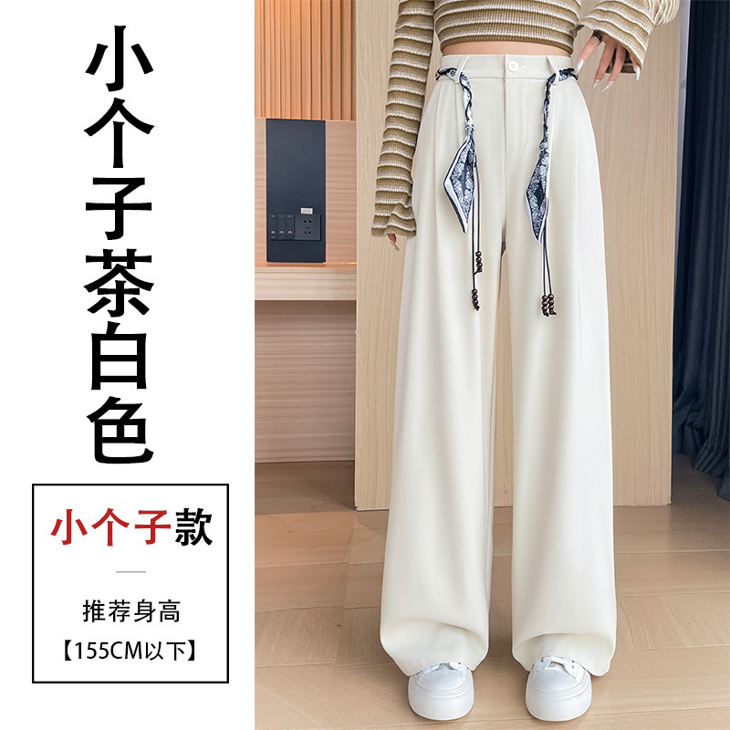 实拍秋季新款 时尚高腰百搭显瘦直筒拖地休闲阔腿裤女士西装裤|undefined