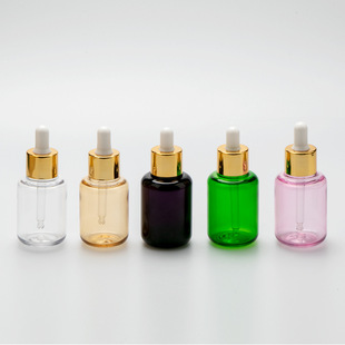 High Quality Essential Oil Dispensing Bottle 50ml Thick Wall Pet Plastic Color Can Be Customized Electroplated Plastic Tip Dropper Essential Oil Bottle