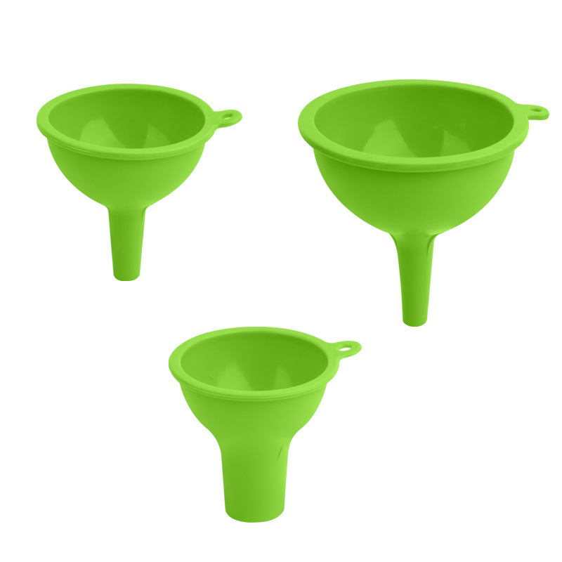 Suministro directo de fábrica embudo de silicona conjunto de tres piezas embudo de aceite de cocina embudo de vino embudo de sub-embalaje del hogar resistencia a altas temperaturas