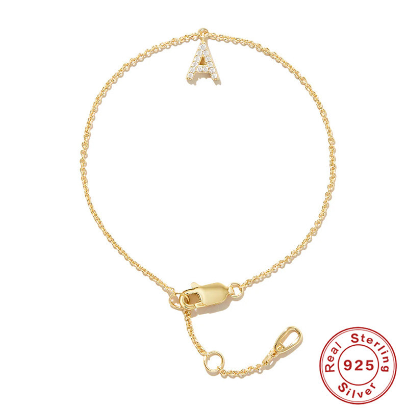 925 plata esterlina INS minimalista diamante carta inicial pulsera europea y americana mejor venta temperamento personalizado de alta gama elegante