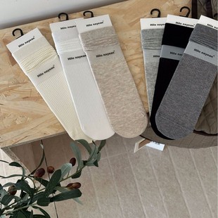 Spring and Summer 2025 New Nayean Nanye Boneless Thin Strip Solid Color Cotton Socks Japanese Style Mid-tube Thin Pile Socks for Children