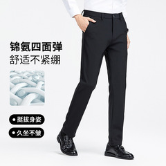 2025秋季新款加厚休闲裤男中年直筒高级感商务西裤高弹男装裤子