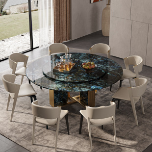 Portuguese Luxury Stone Villa Hotel Lobby Reception and Negotiation Light Luxury Stainless Steel Marble Round Table Luxury Stone Round Table
