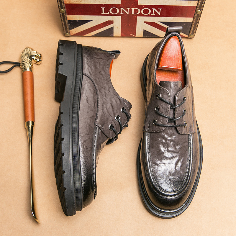 2024 zapatos de trabajo casuales británicos de color pulido a mano retrógrado zapatos de hombre con trajes zapatos de cuero zapatos de boda