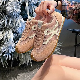 2025 summer flat shoes through the net Korean-style ins non-slip forrest gump shoes for female students casual shoes