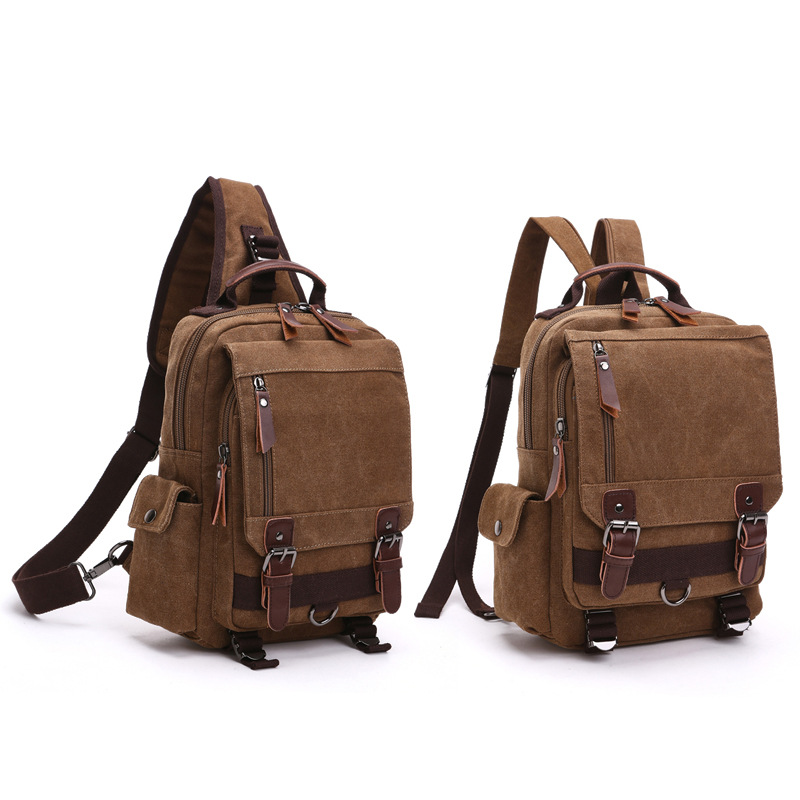 Cross-Border Fashion Canvas Backpack, Outdoor Travel Crossbody Bag, Ol Shoulder Bag for Men and Women, Backpack