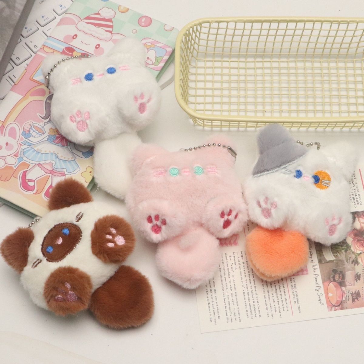 爆款可爱毛绒公仔挂件猫咪软夫夫长尾巴钥匙扣闺蜜包包挂饰配饰详情6