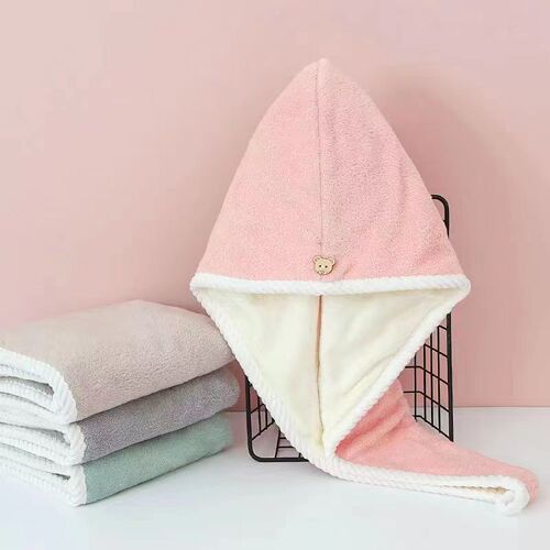 Spiral hair dryer cap wholesale hair towel for women, thick new version super absorbent double-layer color-matched coral velvet face towel bath cap