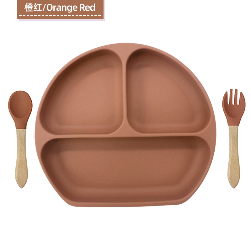 Plato de alimentación infantil tipo succión Plato de alimentación infantil Plato de cubierta de tres partes Amazon Plato de silicona de grado alimenticio