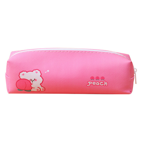 Korean version ins girly heart large capacity pu pencil bag student cartoon animal pencil bag cute stationery pencil bag