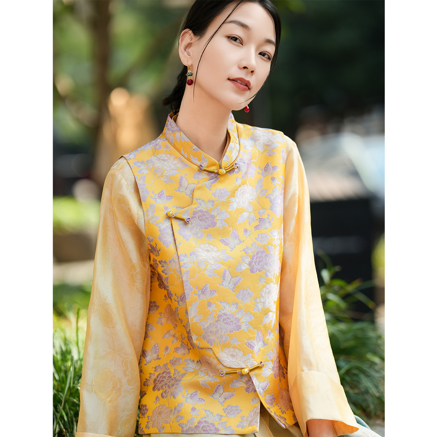 【Butterfly Love Flower】High-end genuine silk brocade! New Chinese style mulberry silk premium feel 2026 new style top and vest