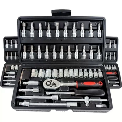 46-piece combination tool set for car repair, bicycle accessory set, repair socket set, complete set of socket wrenches for home use