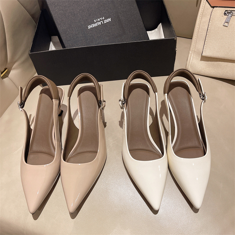 French-Style Shallow Toe-Cap Sandals for Women, 2026 Summer New Versatile Thin-Heeled Pointed-Toe Ankle Strap Elegant High Heels