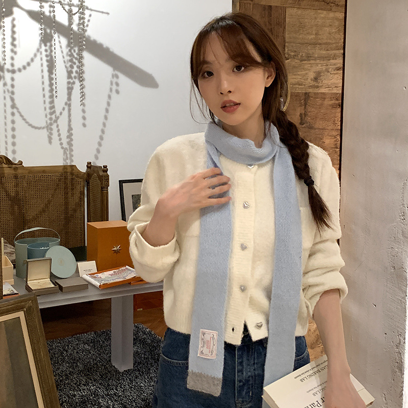 Guantes de bufandas en invierno 2025 nuevo bufandas de lana dulce pantalla táctil guantes de cuello de punto frío