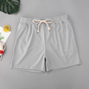 European and American style solid color beach shorts men's foreign trade summer New Amazon AliExpress pocket drawstring popular men's shorts